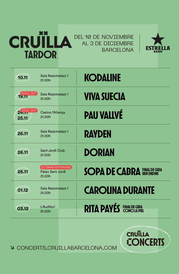 Novedades Cruïlla Tardor del 10 de noviembre al 3 de diciembre