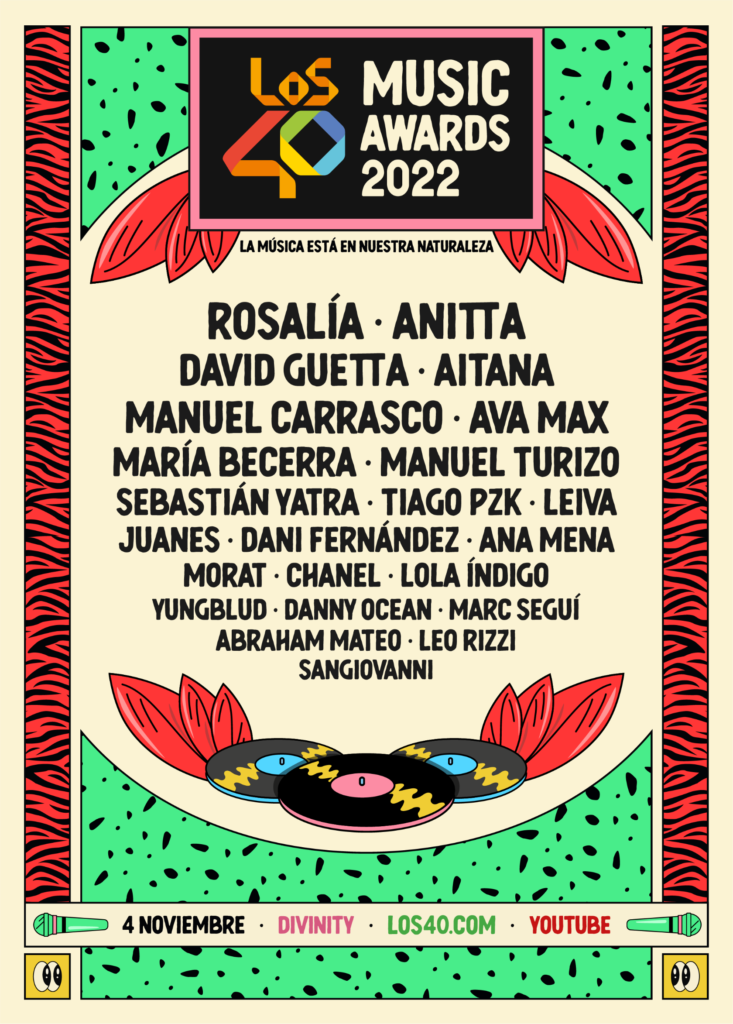 LOS40 MUSIC AWARDS 2022 CONFIRMAN SU CARTEL ROSALÍA, ANITTA, DAVID GUETTA, MANUEL CARRASCO, AITANA Y AVA MAX ACTUARÁN DURANTE LOS PREMIOS