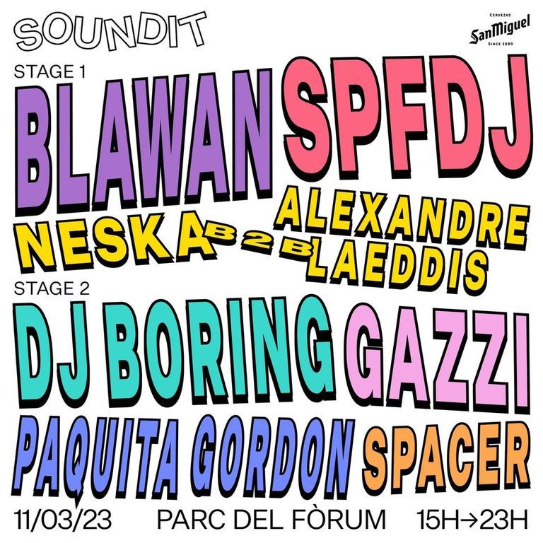 SOUNDIT abre temporada el 11 de marzo con Blawan, Dj Boring, SPFDJ, GAZZI y Paquita Gordon en el Parc del Fòrum