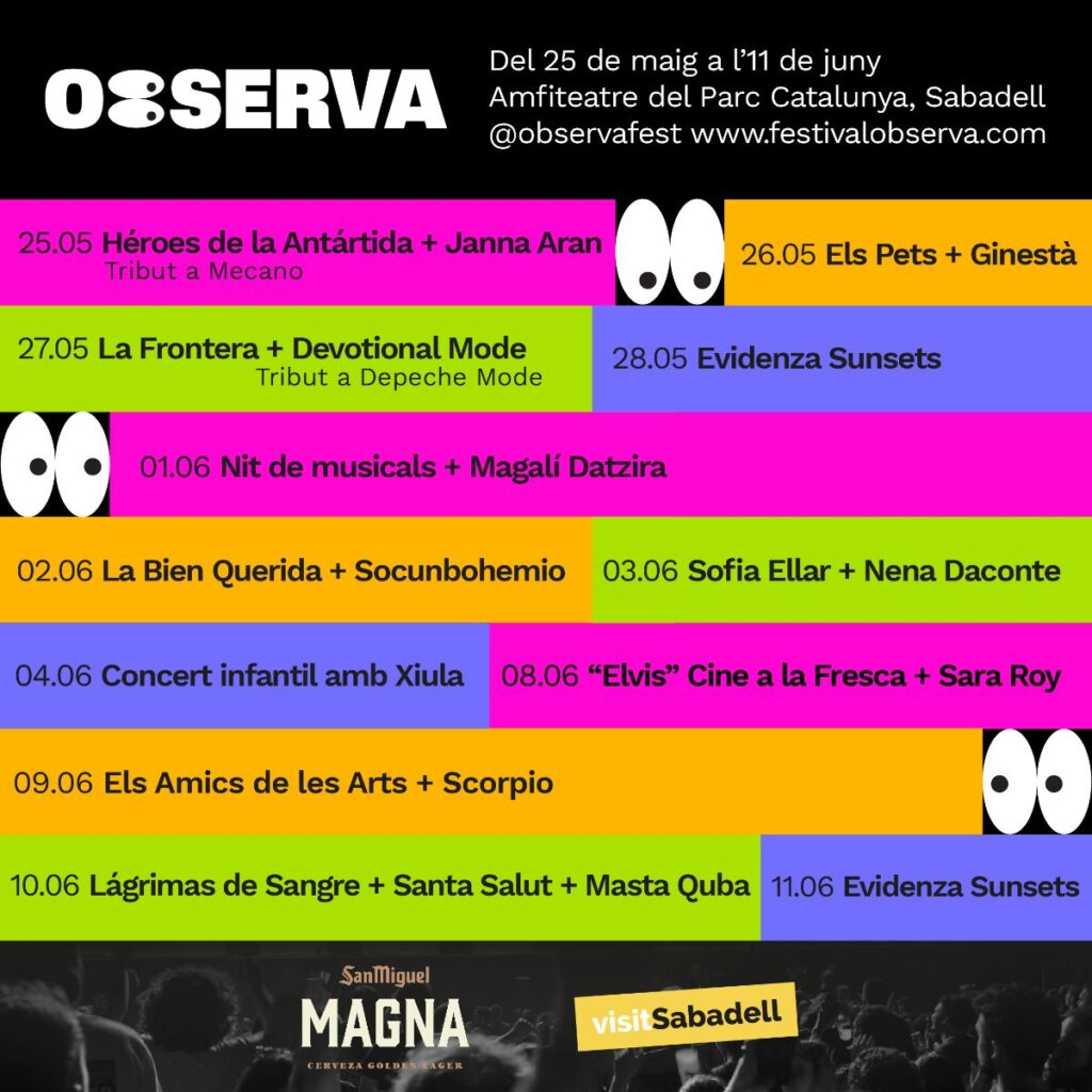 Sofia Ellar, Nena Daconte, La Bien Querida, Sara Roy i Xiula se suman a la segunda edición del festival Observa en Sabadell del 25 de mayo al 11 de junio