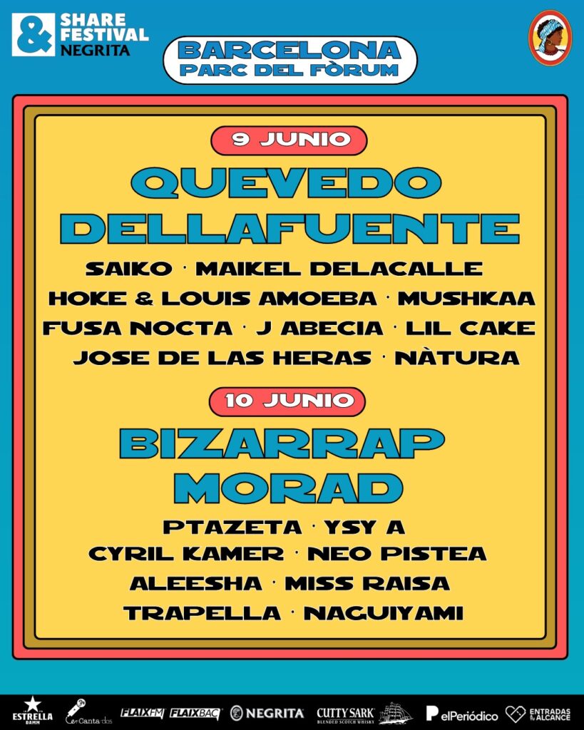 Share Festival Negrita 2023 presenta la programación por días de esta 5a edición que se celebrará el próximo 9 y 10 de junio en el Parc del Forum de Barcelona