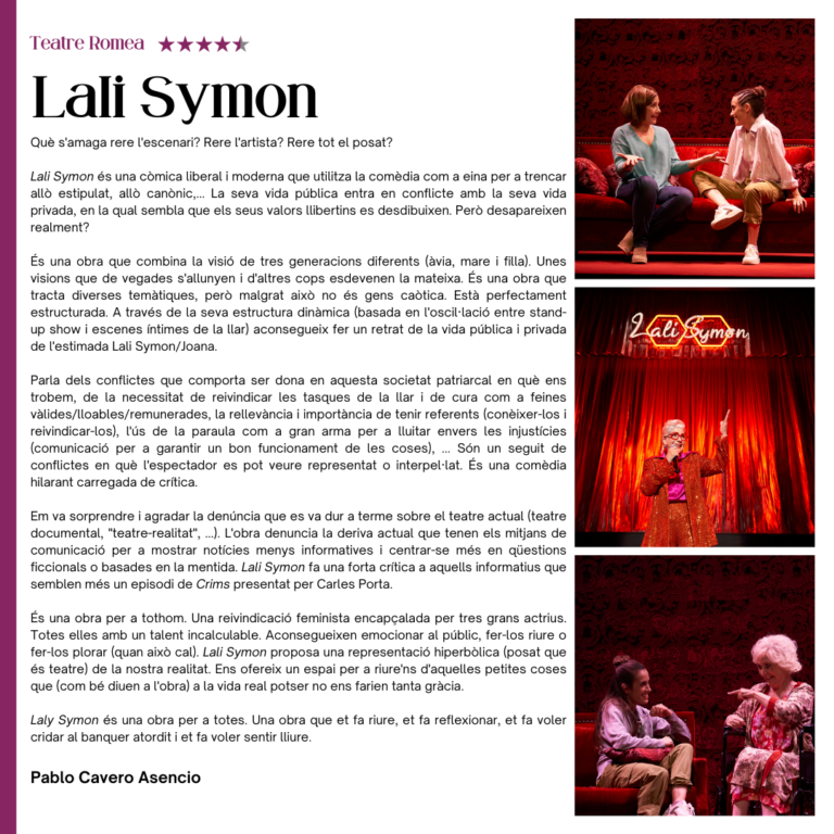 Ressenya – «Lali Symon» al Teatre Romea – Catacultural