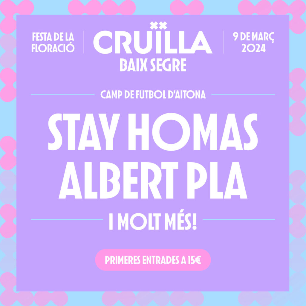 Cruïlla sale de ruta de nuevo este 2024 y hace su primera parada en el Segrià con el Cruïlla Baix Segre: Festa de la floració 9 de marzo de 2024