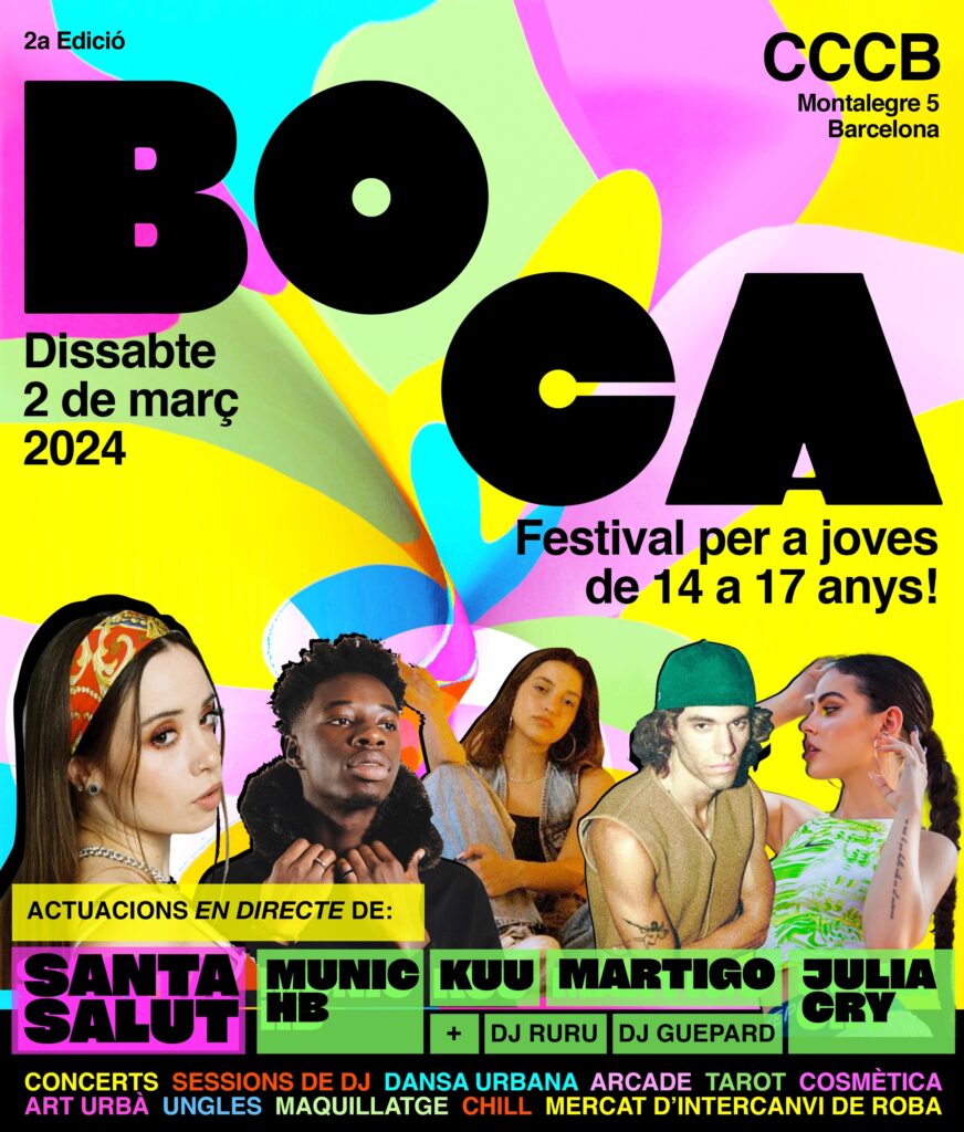 BOCA, el festival de música para adolescentes de entre 14 y 17 años, tendrá lugar este sábado 2 de marzo con Santa Salut y Munic HB, entre otros