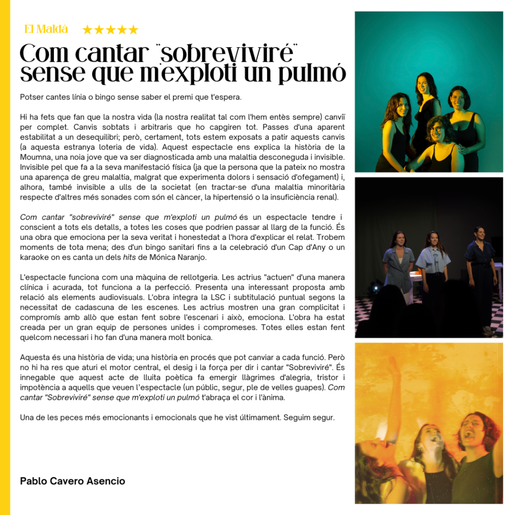 Ressenya «Com cantar»sobreviviré» sense que m´expolti un pulmó» al Maldà