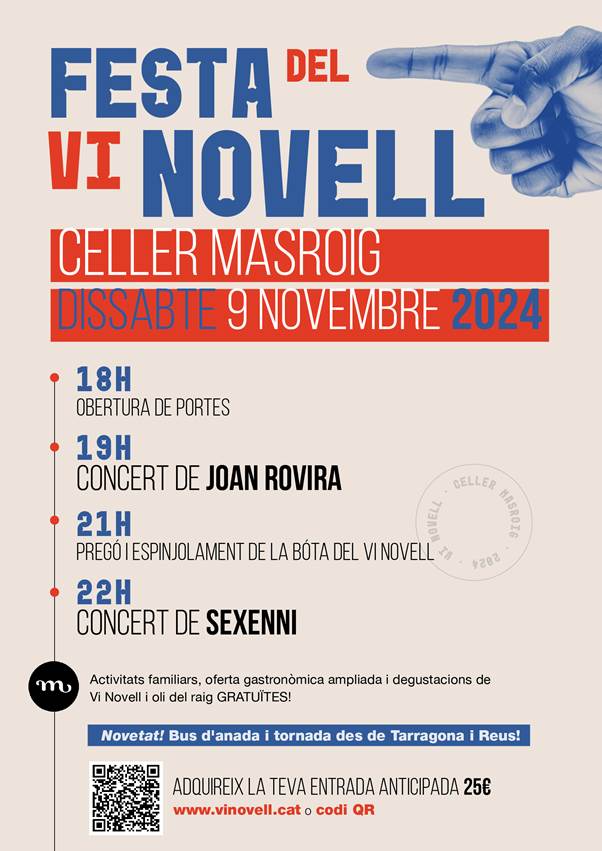 La Festa del Vi Novell del Celler Masroig arriba enguany amb novetats i un ambicios cartell dissabte 9 de novembre