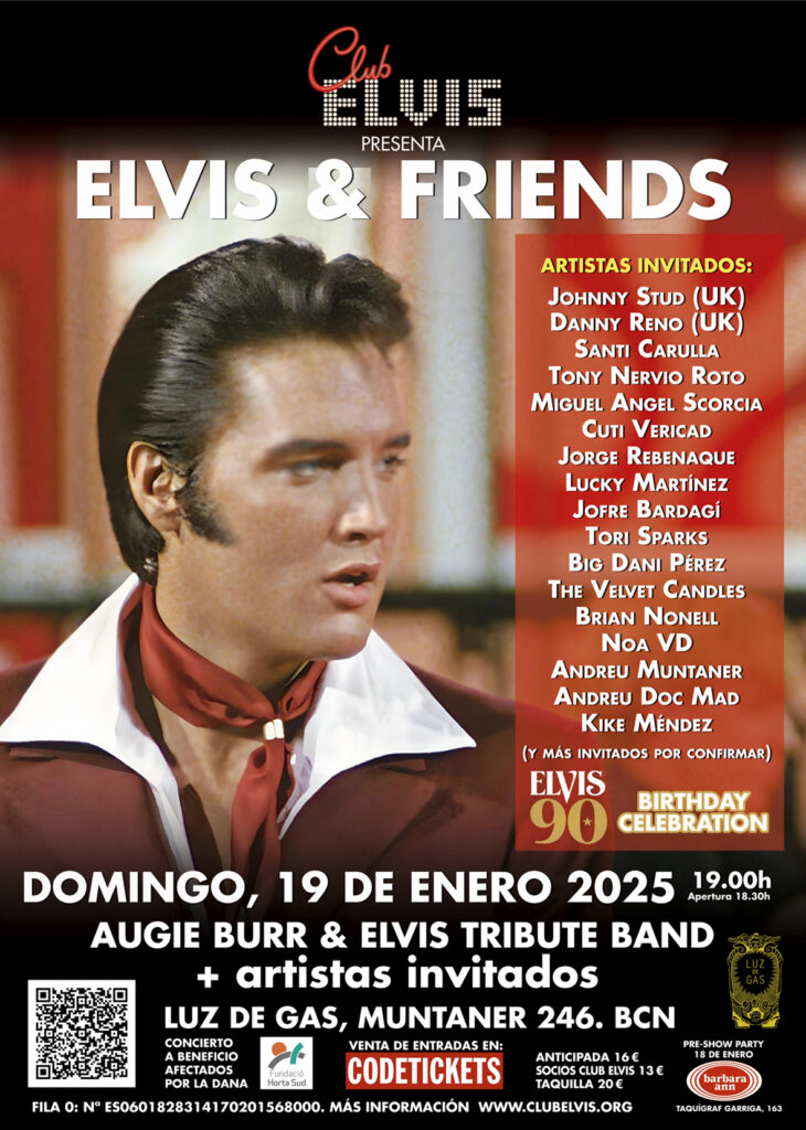 CLUB ELVIS CELEBRA EL 90 ANIVERSARIO DE ELVIS CON UN GRAN CONCIERTO BENÉFICO EN LA SALA LUZ DE GAS EL 19 DE ENERO