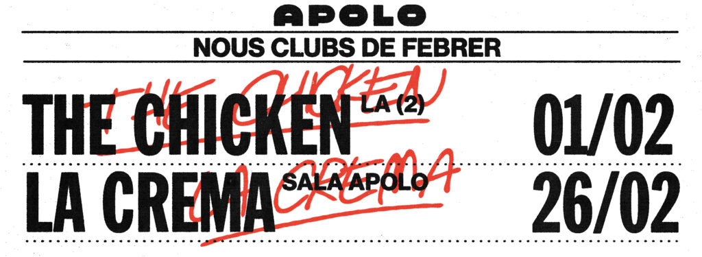 Apolo incorpora la fiesta La Crema y el tardeo The Chicken en la programación de club del 2025