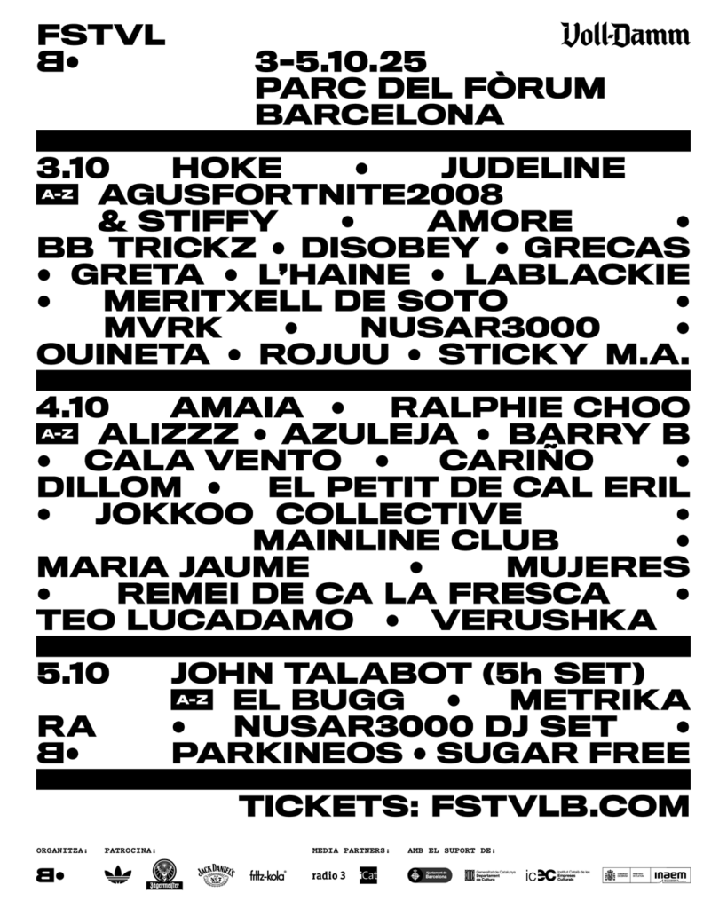 Festival·B 2025: música emergente y electrónica en el Parc del Fòrum del 3 al 5 de octubre de 2025