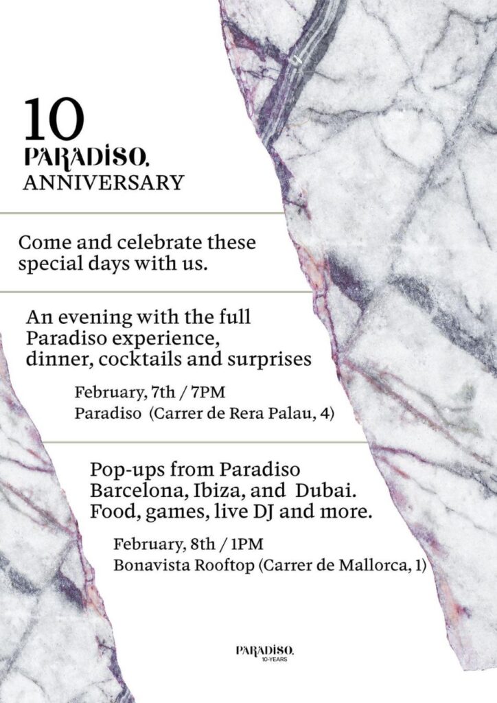 Paradiso, la icónica coctelería, conmemora su décimo aniversario el 7 y 8 de febrero