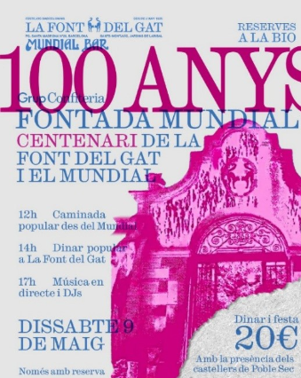 El Grup Confiteria està de celebració! el centenari d’emblemàtics establiments com el Mundial Bar i La Font del Gat el 9 de maig
