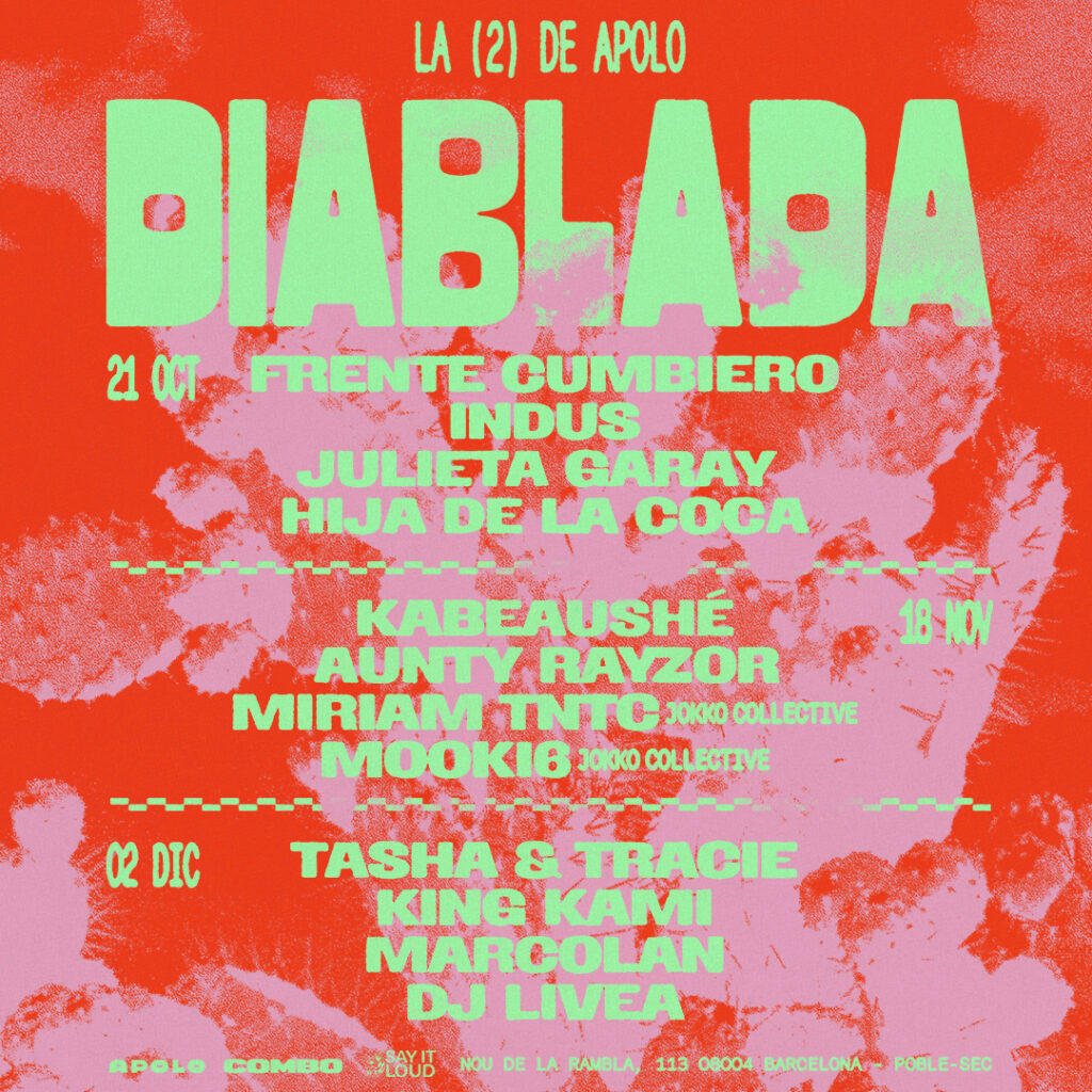 Diablada abre un nuevo espacio para los sonidos globales y las culturas de la diáspora en La (2) de Apolo 21 de octubre, 18 de noviembre y 2 de diciembre de 2026