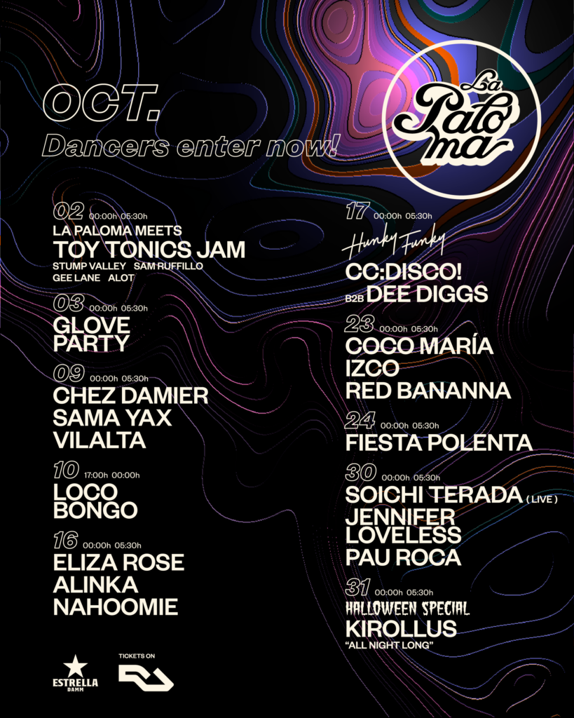 La Paloma llena octubre de disco, funk y electrónica internacional